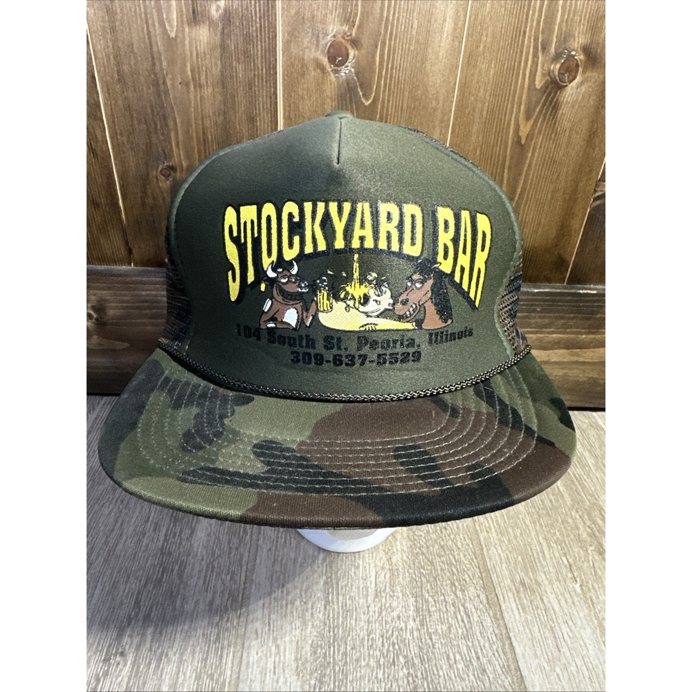 VTG Rare New Illinois Stockyard Bar Trucker Hat Mesh Novelty Trucker Hat Cap